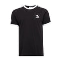 Men's black T-shirt with white raglan sleeves, adidas logo, and 3-stripe detailing