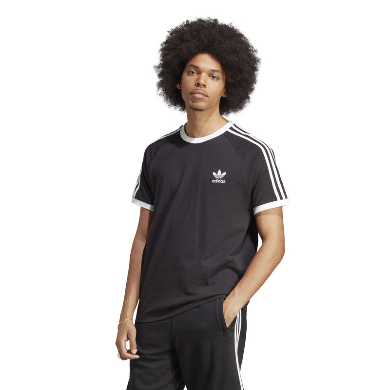 Men's black 3-stripe T-shirt with white raglan sleeves and crew neck