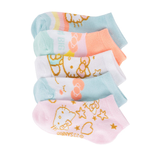 Kids no-show socks, 5-pack, pastel Hello Kitty character prints