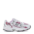 Toddler sneakers, white with pink accents, mesh upper and lace-up front