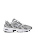 Women's wide gray New Balance 530 sneaker with white laces and N logo