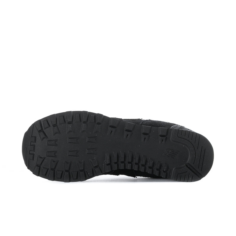 Men's New Balance 574 sneaker outsole in black, textured tread and sidewall details.