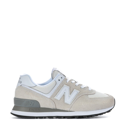 Women's New Balance 574 wide sneakers, mesh and suede-look panels, side 'N' logo.
