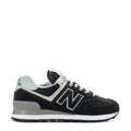 Women's black and white New Balance 574 sneakers, N logo, lace-up