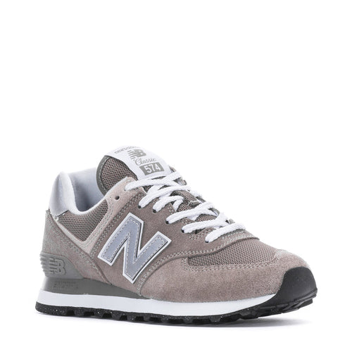 Women's New Balance 574 lace-up sneakers, grey and white mesh and suede upper