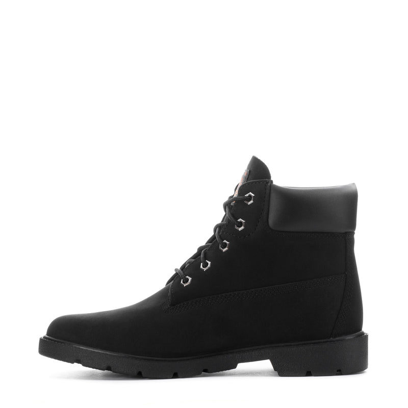 Youth black lace-up ankle boot with side logo and thick treaded outsole