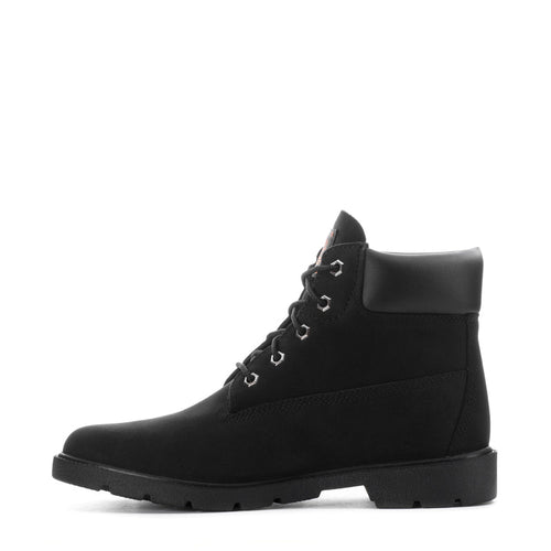 Youth black lace-up ankle boot with side logo and thick treaded outsole