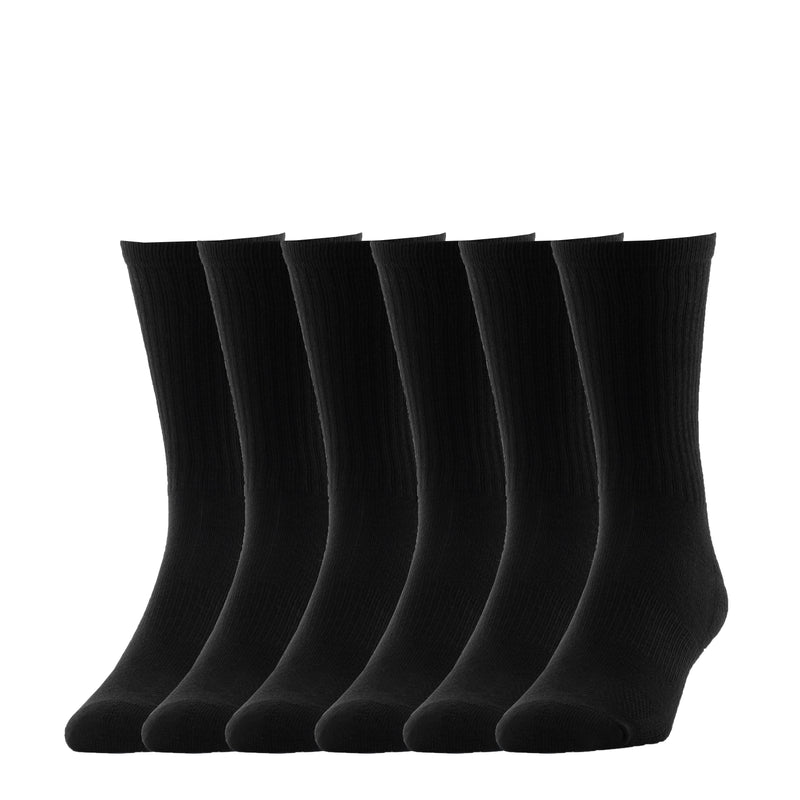 Black crew socks, 6-pack set, extra-large size
