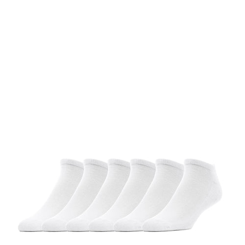6-pack extra-large no-show socks, white crew ankle socks