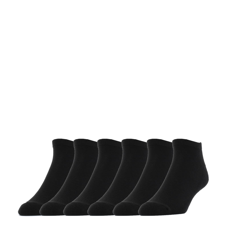 Black no-show socks, 6-pack of large crew socks