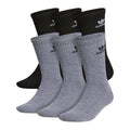 6-pack crew socks multipack in heather grey and black with adidas logos