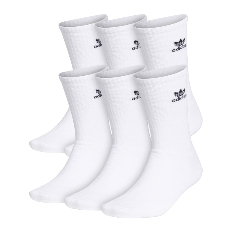 6-pack white crew socks with adidas logo at the cuff