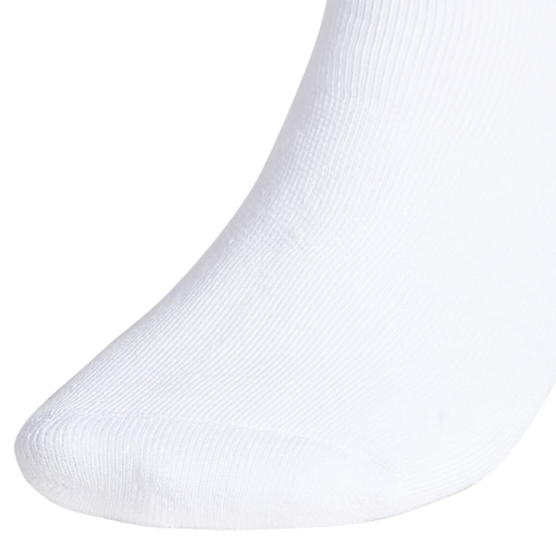 White crew sock with ribbed knit and rounded toe