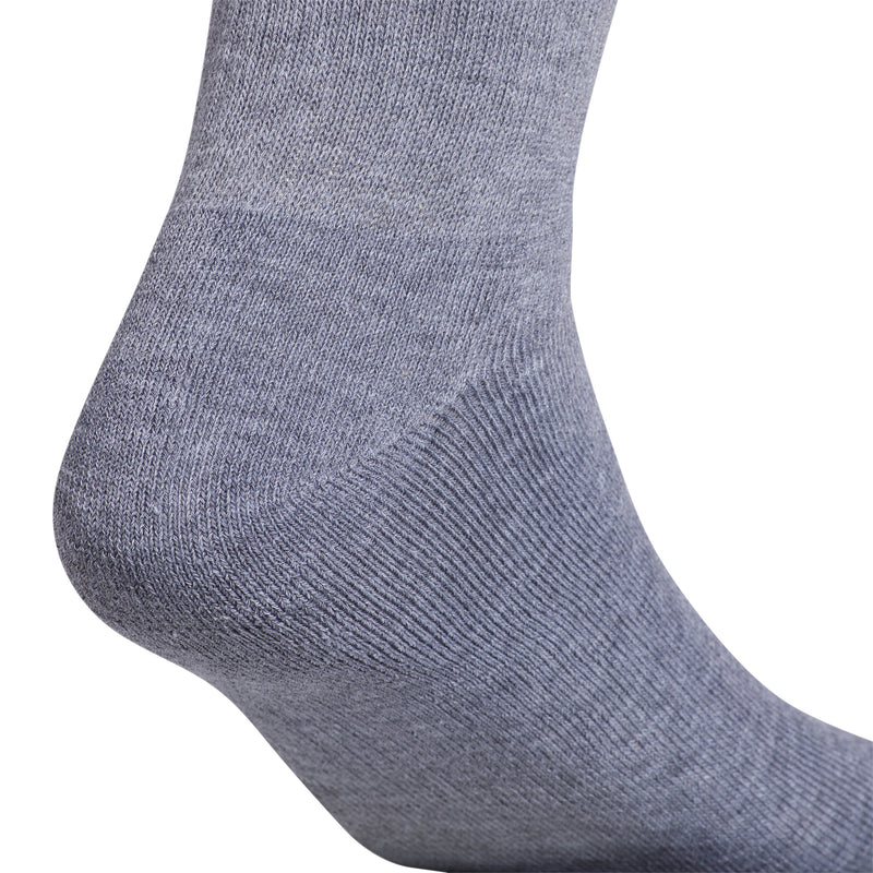 Heather grey crew sock with ribbed knit cuff and cushioned foot
