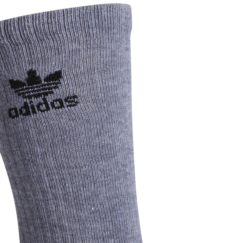 Heather grey crew sock with adidas logo on the upper