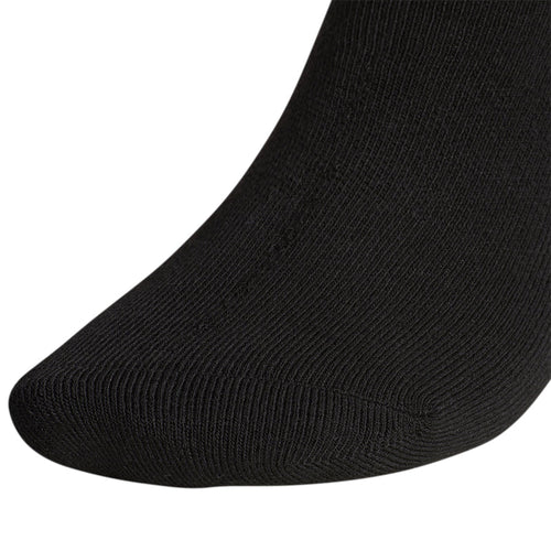 Black no-show sock with ribbed knit texture, close-up toe
