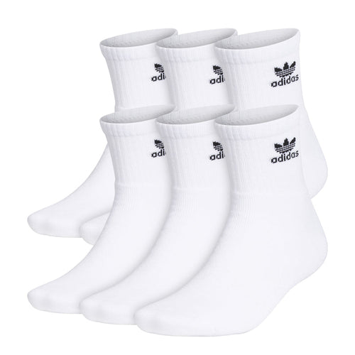 6-pack white quarter socks with adidas logo