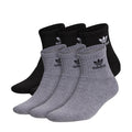6-pack crew socks in heather grey and black with adidas logo cuffs