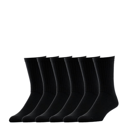 Pack of black crew work socks, six pairs