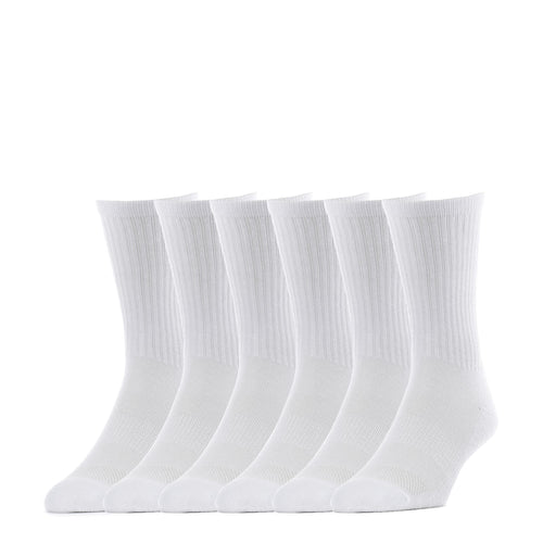 Pack of white medium crew socks, ribbed knit cuffs
