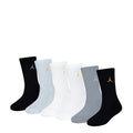 6-pack crew socks: black, light blue, white, gray; Jordan logo on each cuff