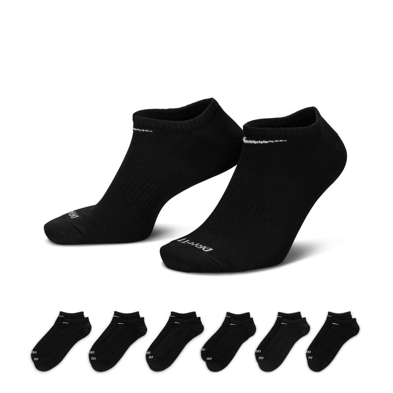 Black no-show ankle socks, lightweight stretch knit, 6-pack pair shown