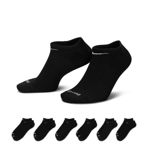 Black no-show ankle socks, lightweight stretch knit, 6-pack pair shown