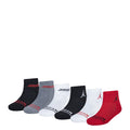 6-pack quarter socks, black gray white and red with Jordan branding