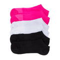 6-pack medium no-show socks: pink, white, and black pairs with cushioned heel