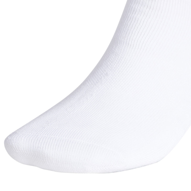 White ribbed crew sock with knit texture on the foot