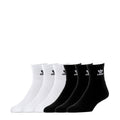 6-pack quarter socks, white and black with adidas logo
