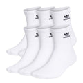 Six-pack white quarter crew socks with adidas logo on cuff