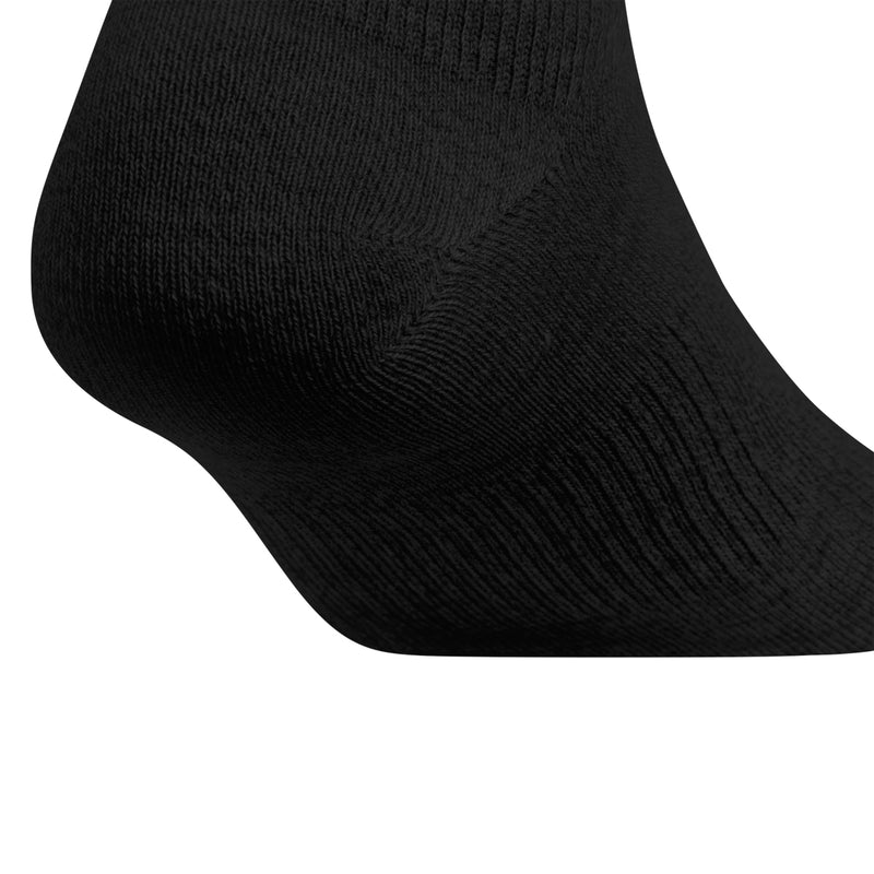 Black no-show sock with ribbed knit and cushioned sole