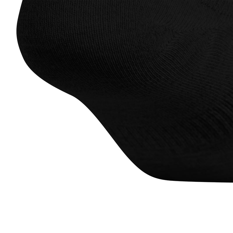 Black no-show sock with textured knit toe and arch