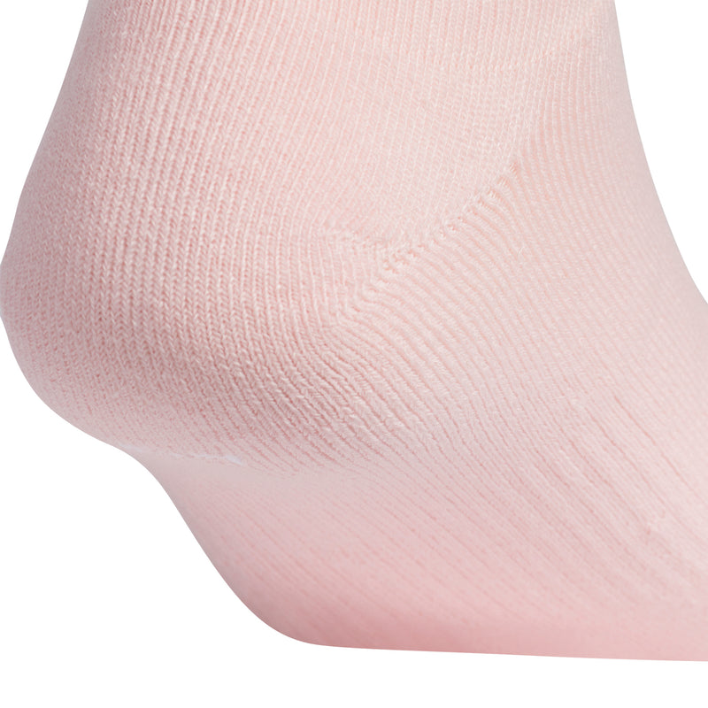 Pink no-show sock side close-up with smooth knit texture