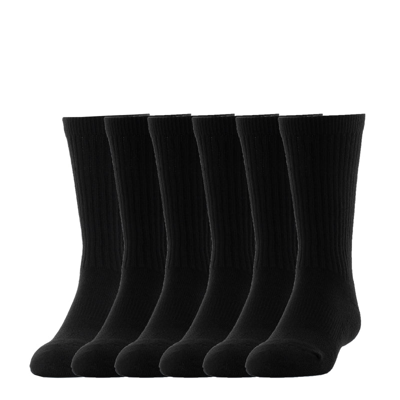 Black small crew socks, 6-pack