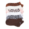 Kids low-cut socks, 6-pack, leopard face patterns in brown, pink, white, gray