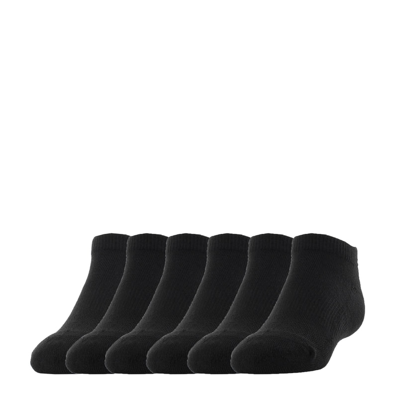 6-pack small black no-show ankle socks, cushioned knit