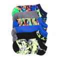 Pack of six no-show socks in multi-color digicamo, gray, blue, black with lime accents
