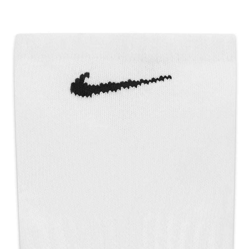 White no-show sock cuff close-up with black Nike swoosh logo