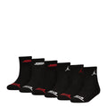 6-pack black quarter crew socks with JORDAN logo and red Jumpman accents