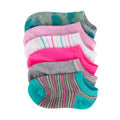 6-pack x-small no-show socks, turquoise pink gray striped tie-dye knit