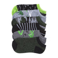 6-pack x-small no-show socks, black gray and green dino patterns