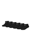 Black no-show socks, 6-pack set laid flat with white swoosh logo