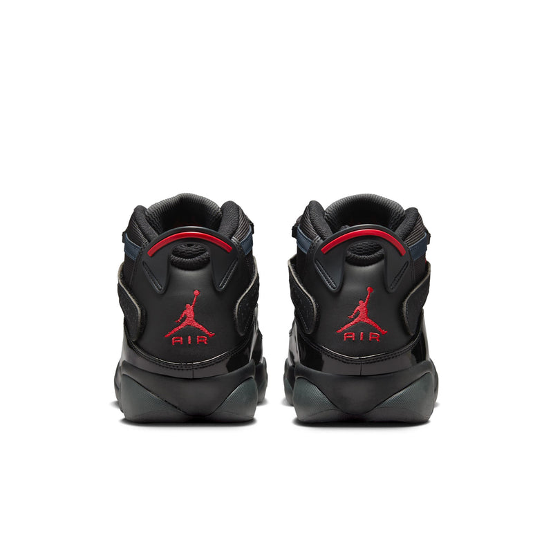 Men's high-top basketball shoes with black heel and red Air logo on the back