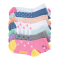 7-pack quarter socks, assorted colors with critter faces and day-of-week prints