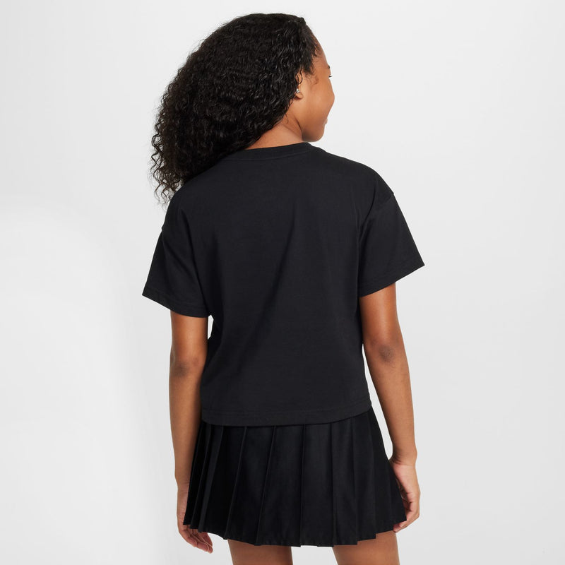 Youth black T-shirt, back view