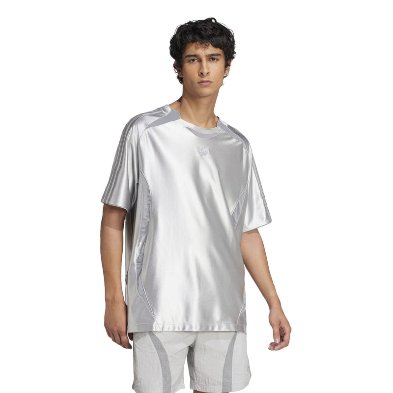 Men's light grey Adicolor tee with crew neck and short sleeves