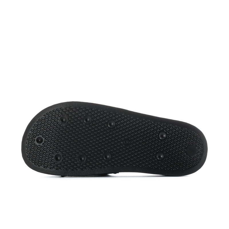 Black rubber outsole for men's slide sandals with textured tread pattern