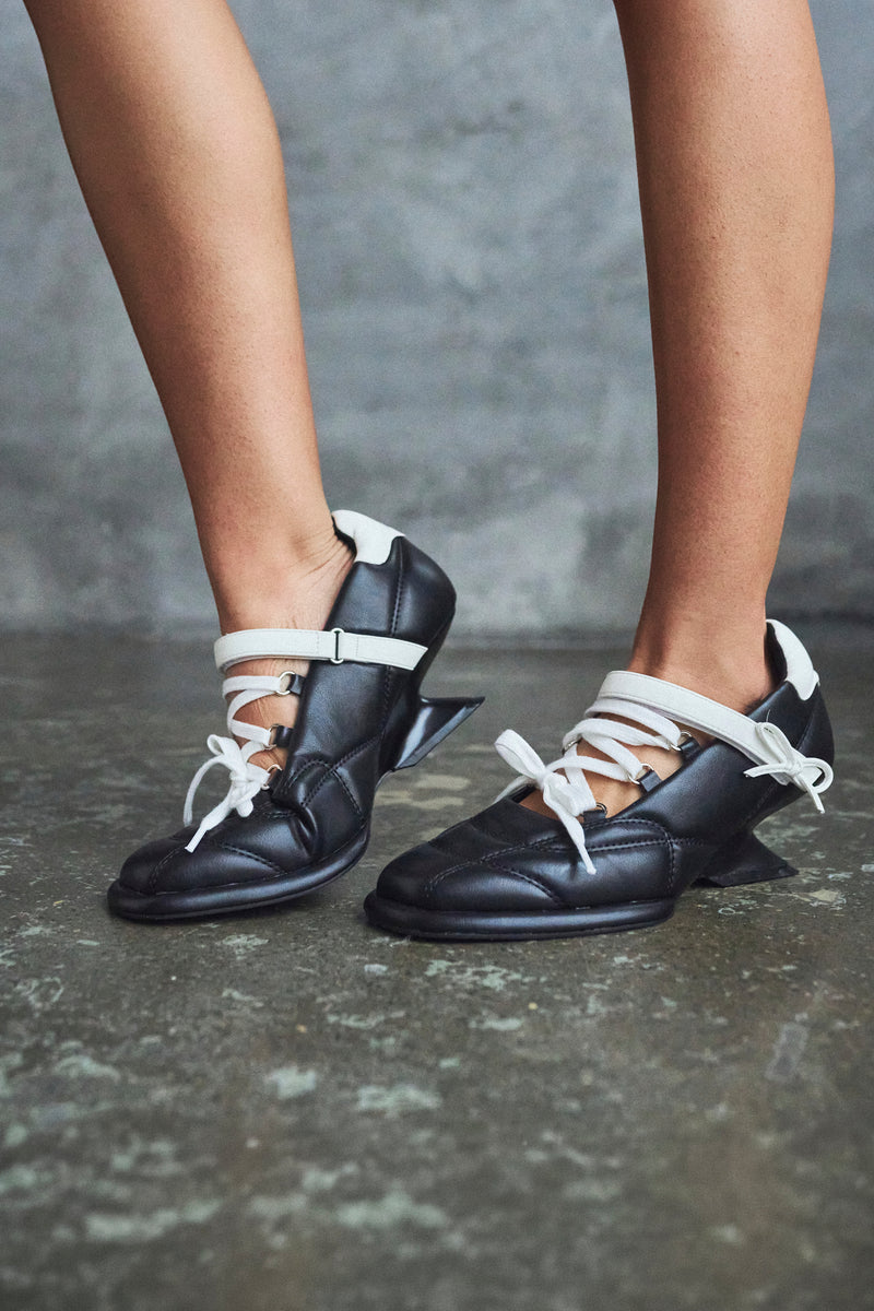 Adria Padded Kitten Heel Mary Janes-Black Model View